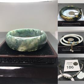 MaxSold Auction: This online auction features jade pendants, jade earrings, jade stretch bracelets, gemstone pendants, gemstone bangle bracelets, keychains, pearl earrings, agate earrings, new beauty products, crystal rings, Chinese costumes, cosmetic pouches, new paint by number kits, wood dinosaurs and much more!